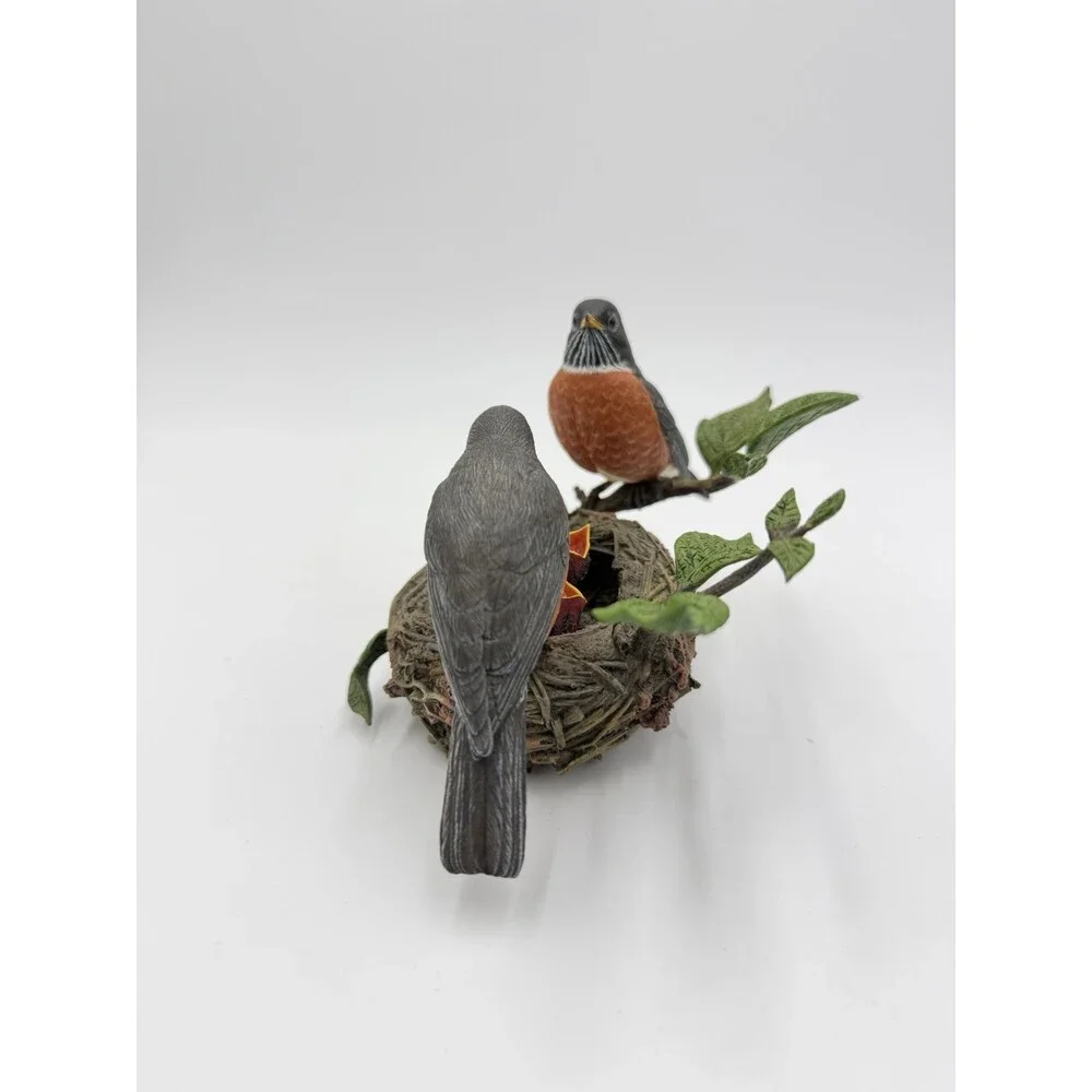 Vtg Danbury Mint American Robins by Bob Guge Bird Nest Figurine 4”Hx6”L - Picture 6 of 8